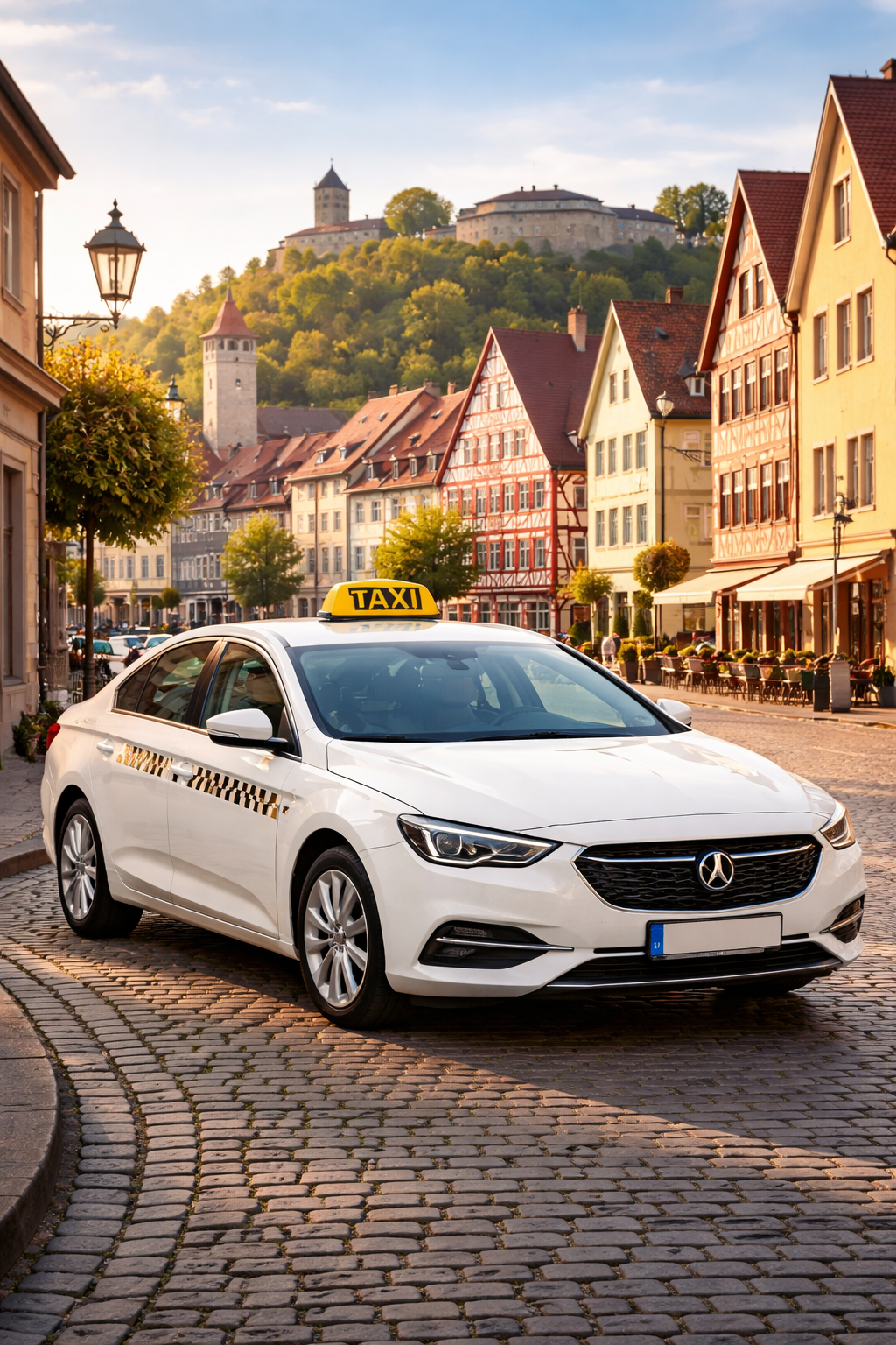Weißes Taxi in Asperg Stadt – Taxi Asperg mit Quick Service buchen